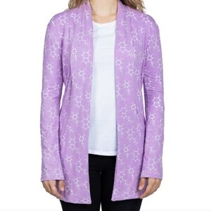 SVAHA USA size Medium Open Front Cardigan Purple Geometric Print